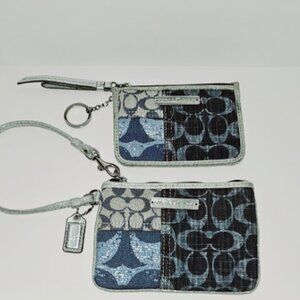 COACH Poppy Patchwork Denim Wristlet set HTF!!🧁